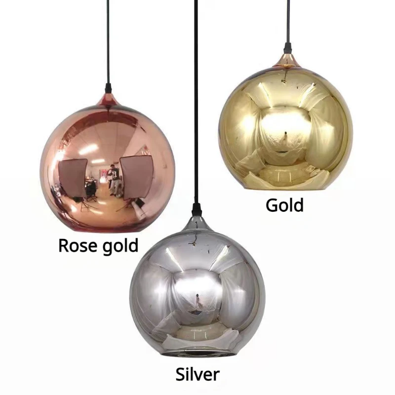 Desk Setup Minimalist - Minimalistyczna lampa wisząca z chromowaną kulą