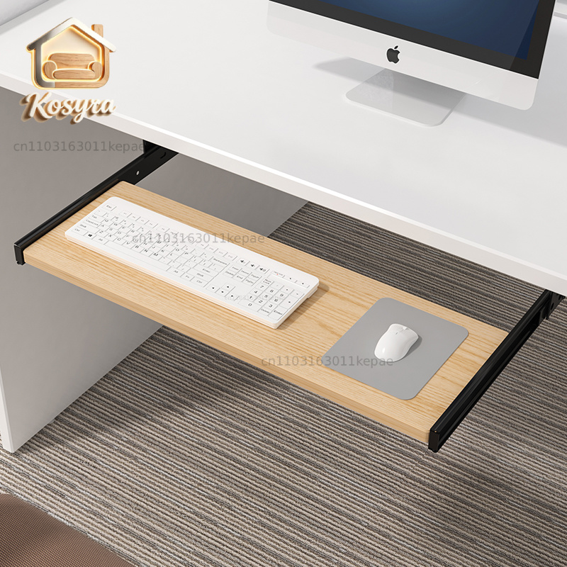 Drewniana półka na klawiaturę  – Desk Setup With Keyboard Tray recenzja i cena